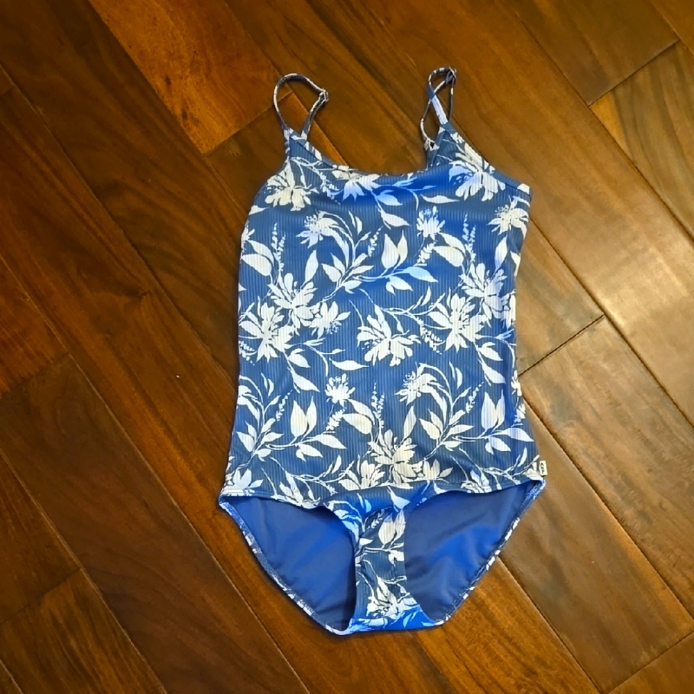 Abercrombie Kids Blue and White Floral One Piece Swimsuit